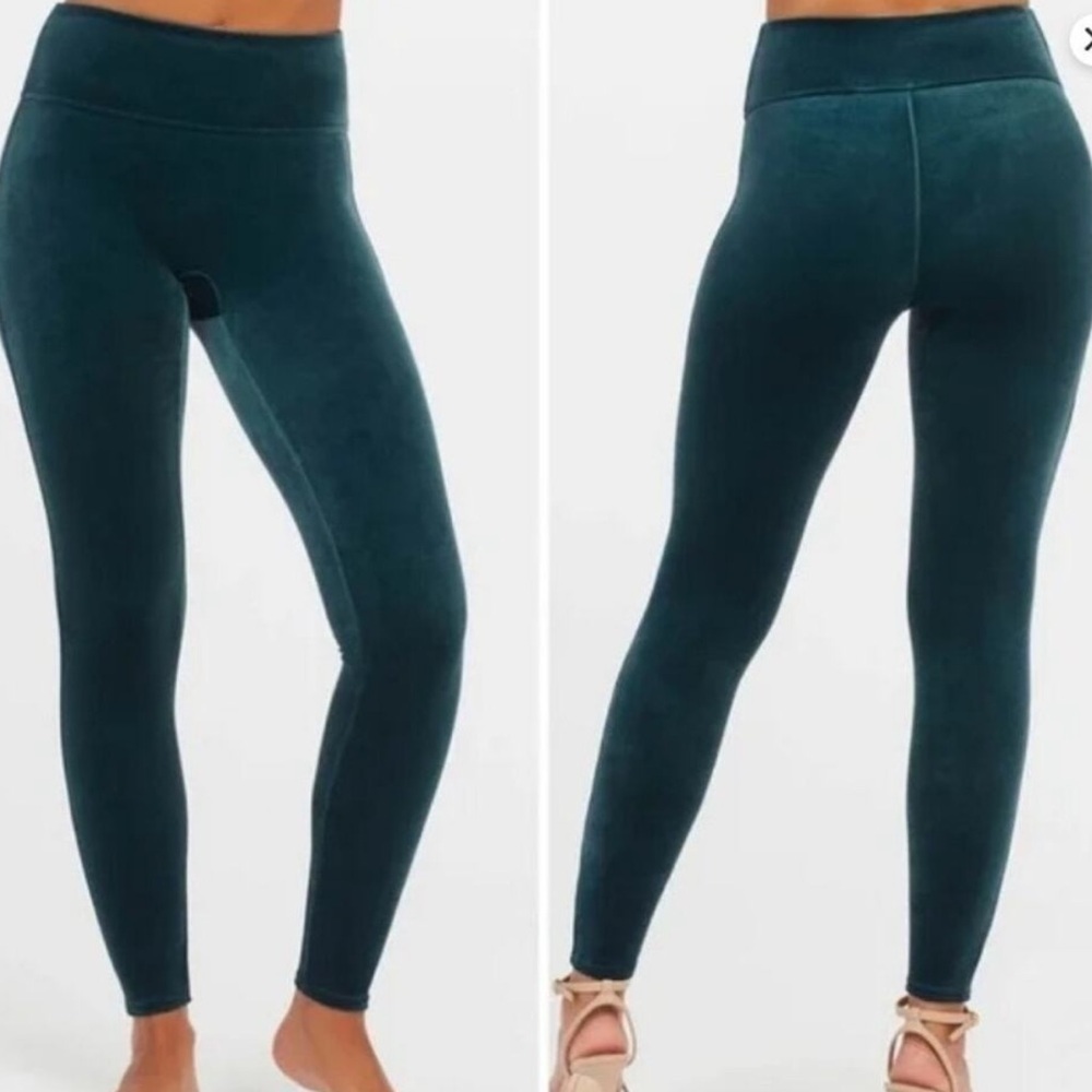 Spanx Green Velvet High-Waisted Leggings Size M